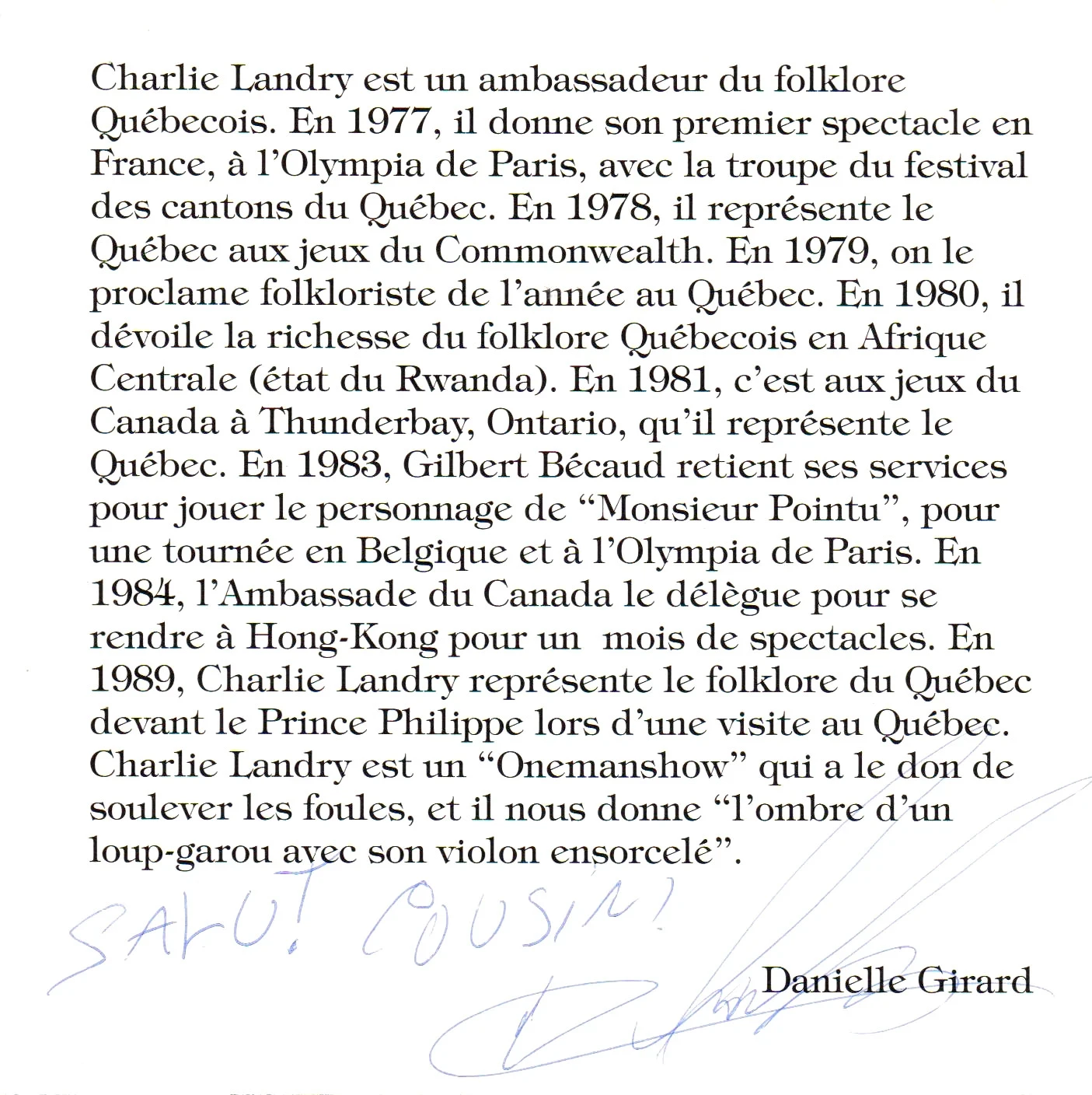 🎻 Zeldzaam gesigneerd CD: Charlie Landry, de folkloristische ziel van Quebec – photo 2